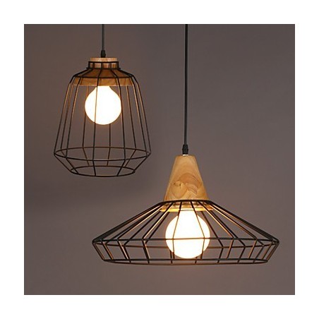 Lampadario a sospensione in ferro battuto stile nordico retrò con rete a goccia