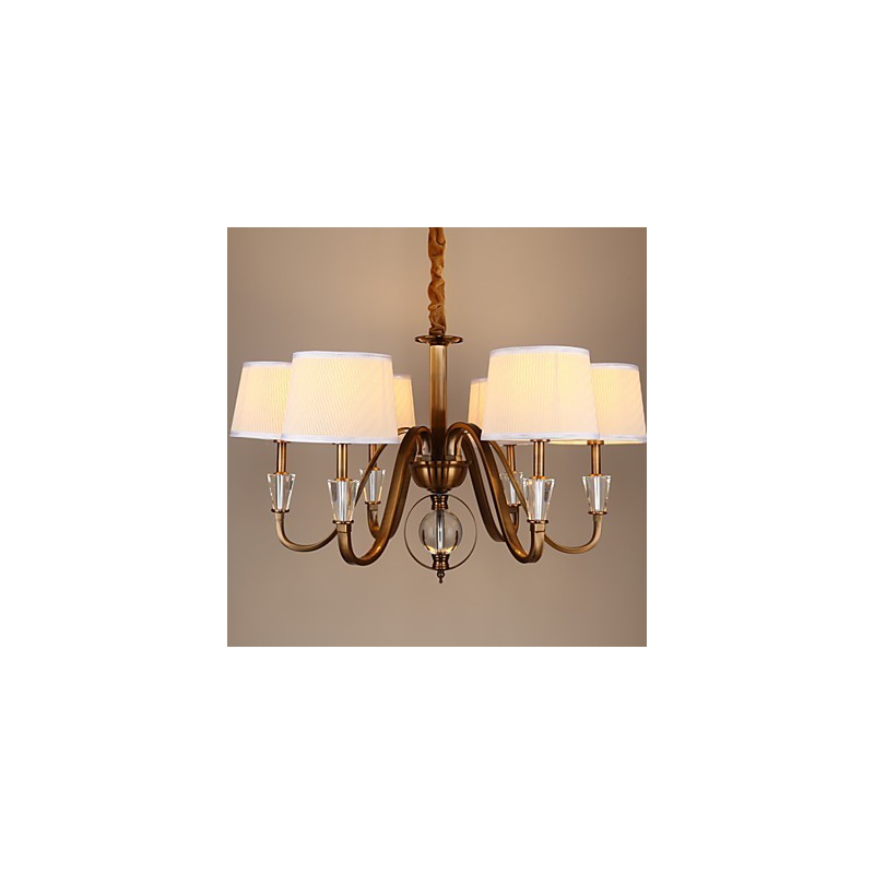 Lampadario rustico Lodge vintage in metallo elettroplaccato con cristalli, mini