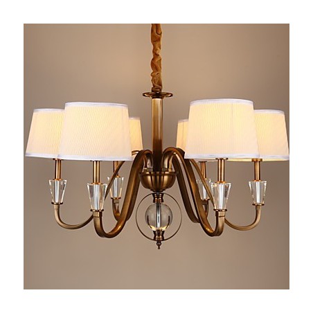 Lampadario rustico Lodge vintage in metallo elettroplaccato con cristalli, mini