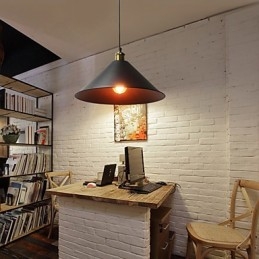 Lampada a sospensione in metallo stile country nera, 1 lampadina E26/E27