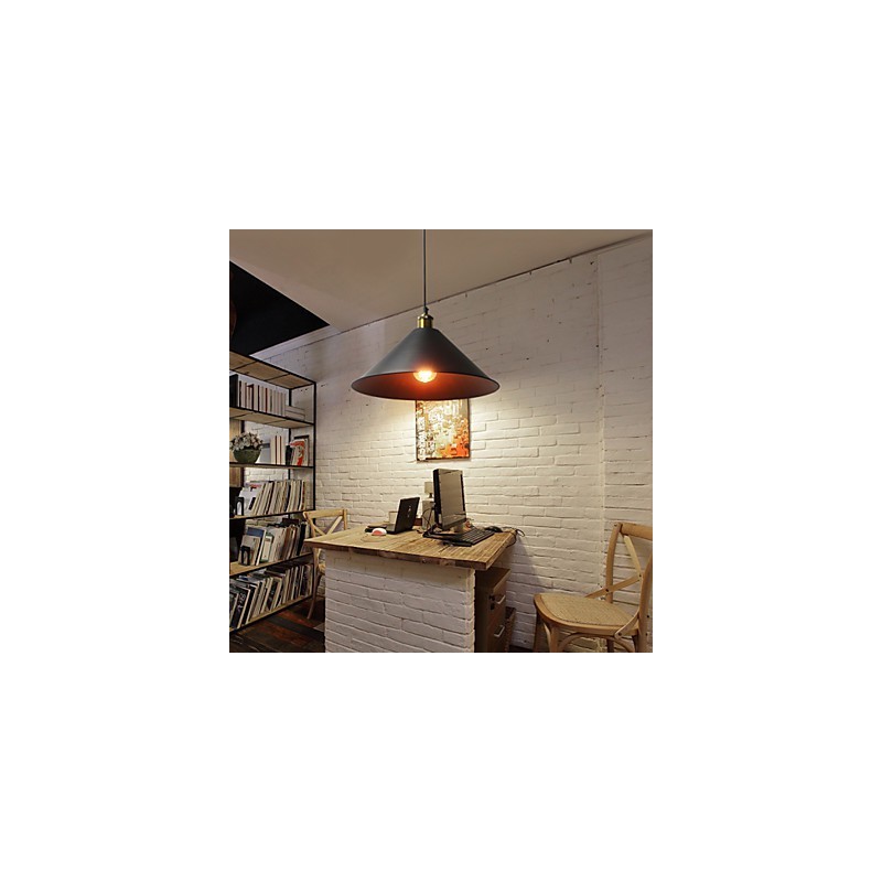Lampada a sospensione in metallo stile country nera, 1 lampadina E26/E27