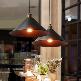 Lampada a sospensione in metallo stile country nera, 1 lampadina E26/E27