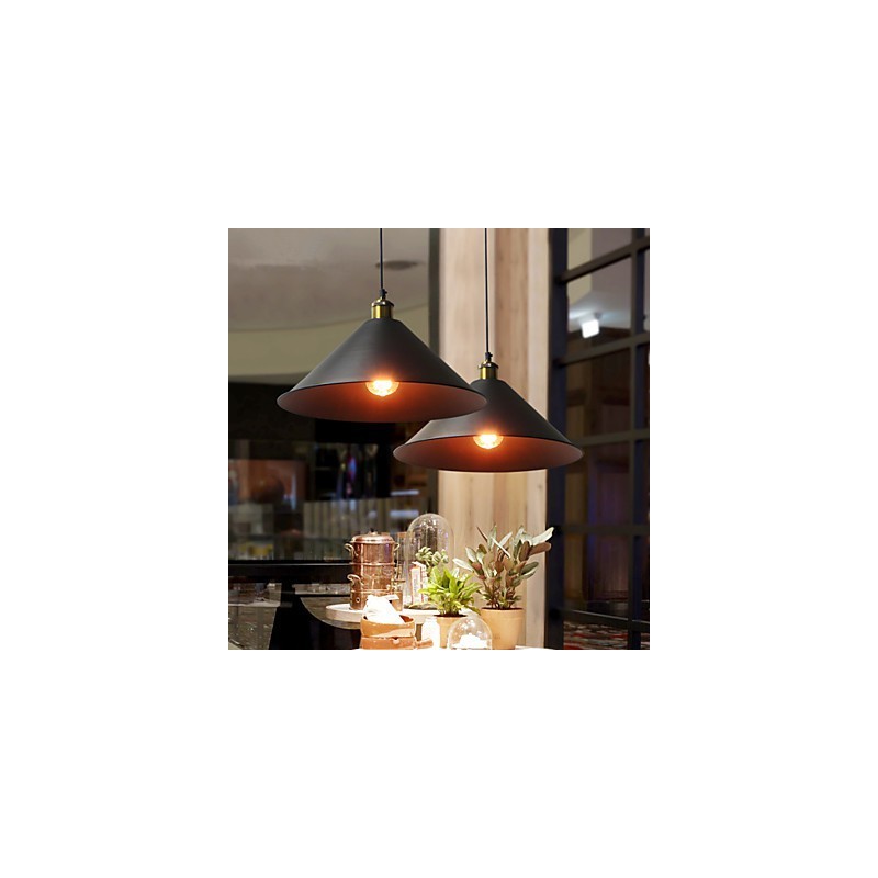 Lampada a sospensione in metallo stile country nera, 1 lampadina E26/E27