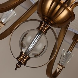 Lampadario rustico Lodge vintage in metallo elettroplaccato con cristalli, mini