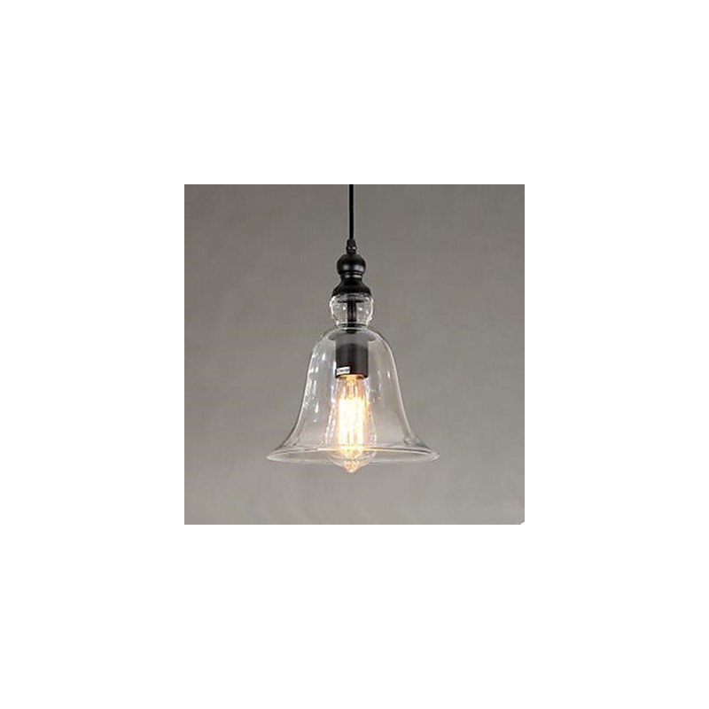 Lampadario a sospensione in vetro trasparente con struttura nera, 2 lampadine