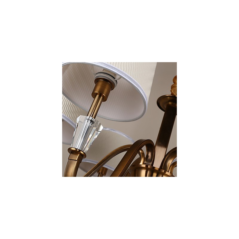 Lampadario rustico Lodge vintage in metallo elettroplaccato con cristalli, mini