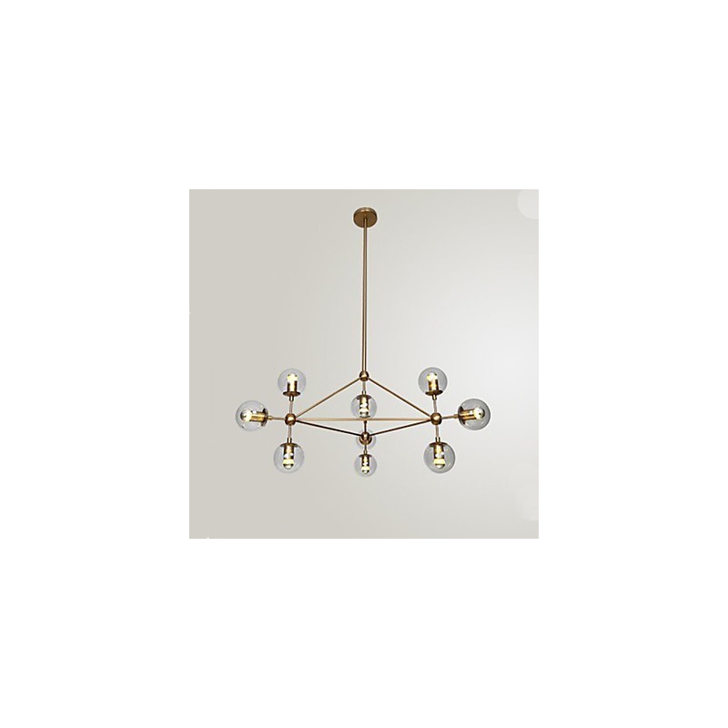 Lampadario Golden Beans 10 luci con paralumi in vetro