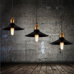 Lampada a sospensione retrò europea in metallo nero e ottone antico