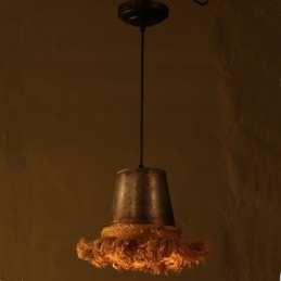 Lampada a sospensione mini in metallo marrone con corda regolabile, 2 lampadine E26/E27