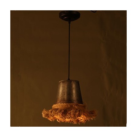 Lampada a sospensione mini in metallo marrone con corda regolabile, 2 lampadine E26/E27