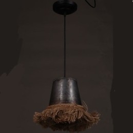 Lampada a sospensione mini in metallo marrone con corda regolabile, 2 lampadine E26/E27