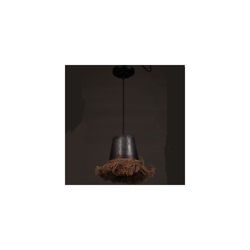 Lampada a sospensione mini in metallo marrone con corda regolabile, 2 lampadine E26/E27