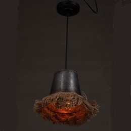 Lampada a sospensione mini in metallo marrone con corda regolabile, 2 lampadine E26/E27