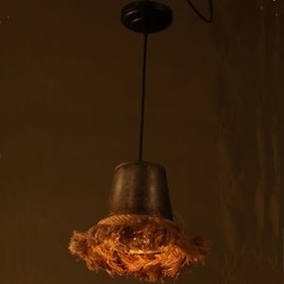 Lampada a sospensione mini in metallo marrone con corda regolabile, 2 lampadine E26/E27