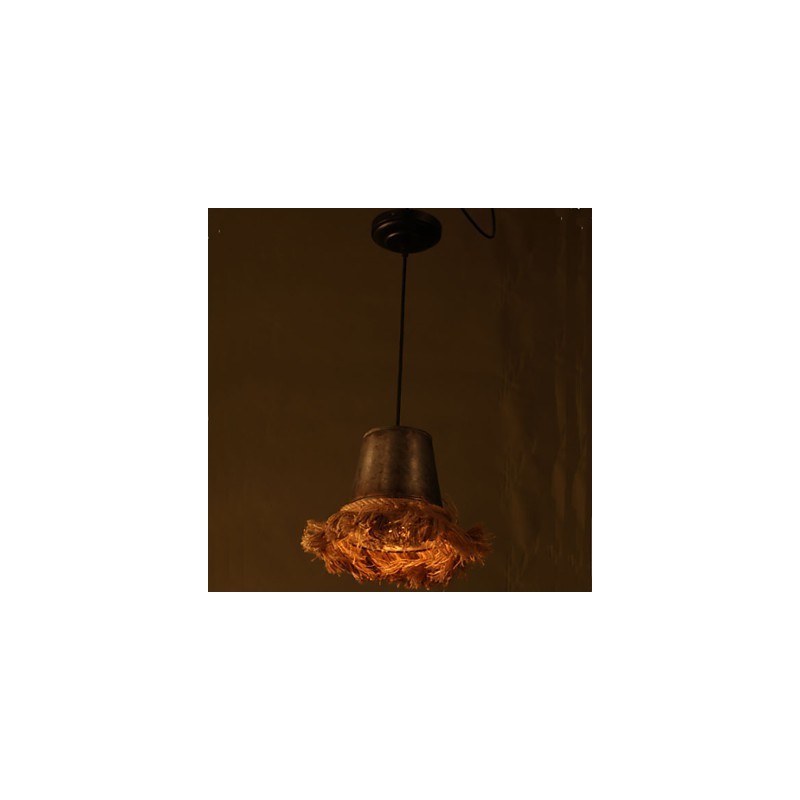 Lampada a sospensione mini in metallo marrone con corda regolabile, 2 lampadine E26/E27