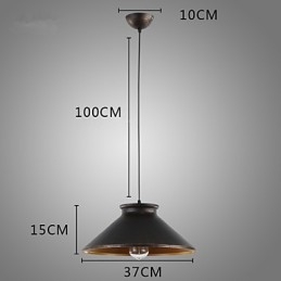 Lampada a sospensione in metallo retrò, 1 luce E26/E27, catena regolabile 100 cm