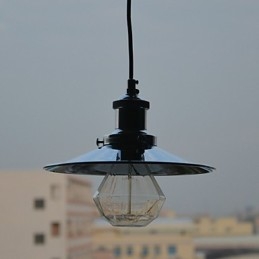 Lampada a sospensione mini country in metallo cromato, 1 luce E26/E27