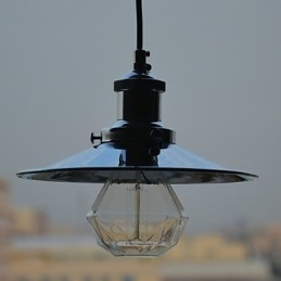 Lampada a sospensione mini country in metallo cromato, 1 luce E26/E27