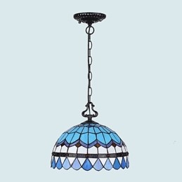 Lampadario a sospensione in vetro colorato stile rustico europeo, 2 lampadine