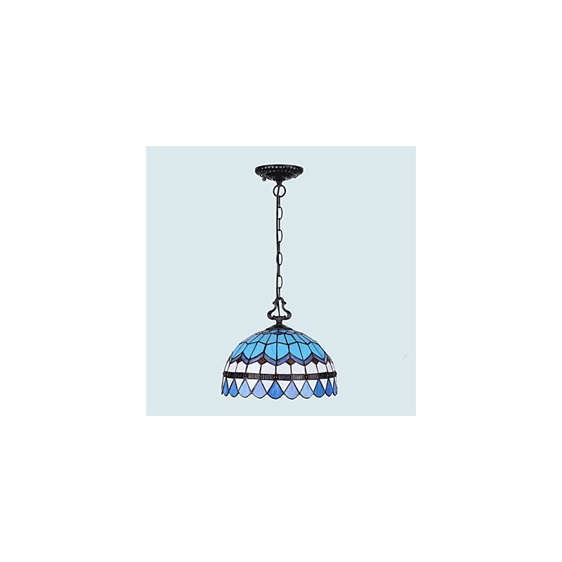 Lampadario a sospensione in vetro colorato stile rustico europeo, 2 lampadine