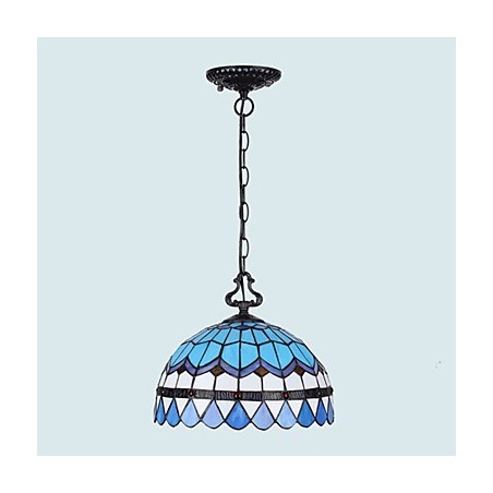 Lampadario a sospensione in vetro colorato stile rustico europeo, 2 lampadine