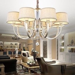 Lampadario country in metallo argentato con cristalli