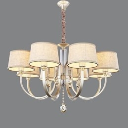 Lampadario country in metallo argentato con cristalli
