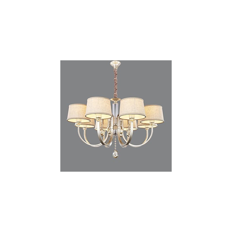 Lampadario country in metallo argentato con cristalli