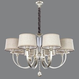 Lampadario country in metallo argentato con cristalli