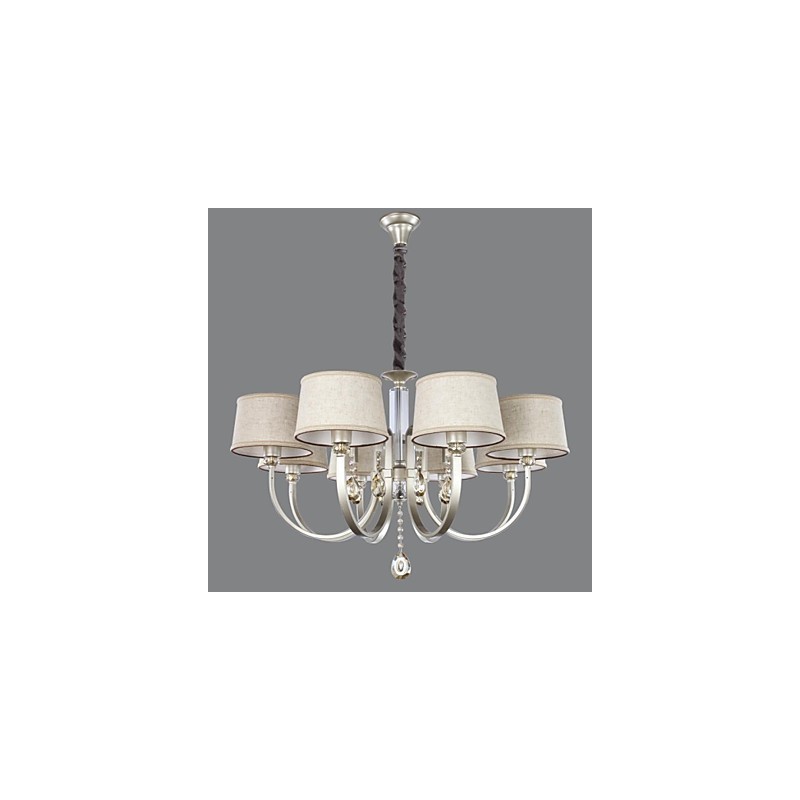 Lampadario country in metallo argentato con cristalli