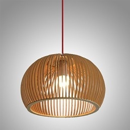 Lampada a sospensione circolare in legno/bambù 1 luce
