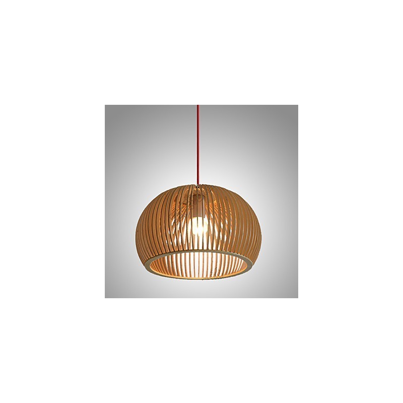 Lampada a sospensione circolare in legno/bambù 1 luce