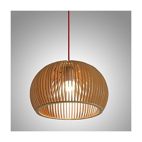 Lampada a sospensione circolare in legno/bambù 1 luce