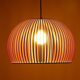 Lampada a sospensione circolare in legno/bambù 1 luce