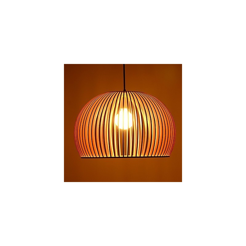 Lampada a sospensione circolare in legno/bambù 1 luce