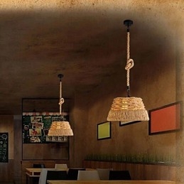Lampadario a sospensione industriale nordico in corda di canapa