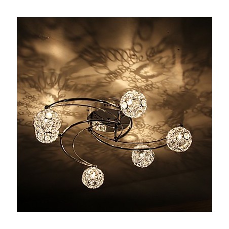 Plafoniera a filo moderna in cristallo galvanizzato 8 lampadine G4