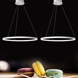 Lampada a sospensione LED moderna ad anello bianca