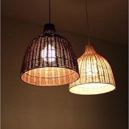 Lampada a sospensione rustica artigianale in legno/bambù, 3 luci E26/E27