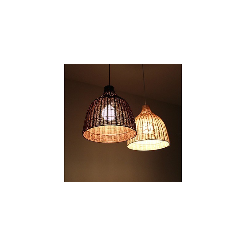 Lampada a sospensione rustica artigianale in legno/bambù, 3 luci E26/E27