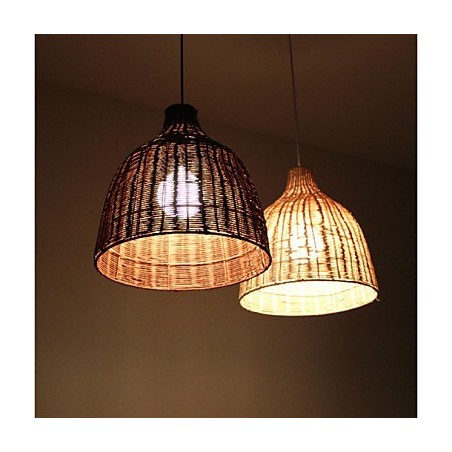 Lampada a sospensione rustica artigianale in legno/bambù, 3 luci E26/E27