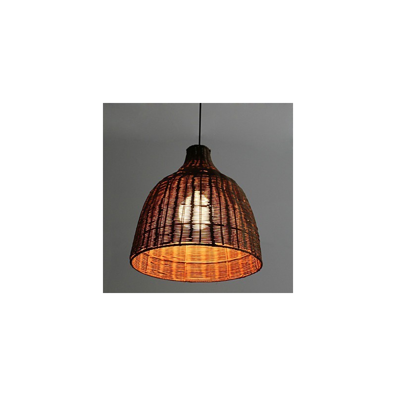 Lampada a sospensione rustica artigianale in legno/bambù, 3 luci E26/E27