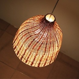 Lampada a sospensione rustica artigianale in legno/bambù, 3 luci E26/E27