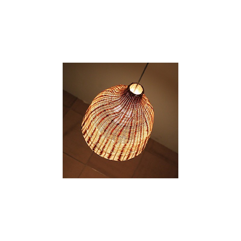 Lampada a sospensione rustica artigianale in legno/bambù, 3 luci E26/E27