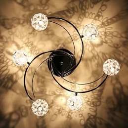 Plafoniera a filo moderna in cristallo galvanizzato 8 lampadine G4