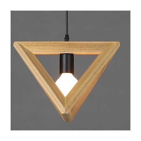 Lampada a sospensione moderna in legno/bambù gialla, 1 lampadina E26/E27, 30 cm