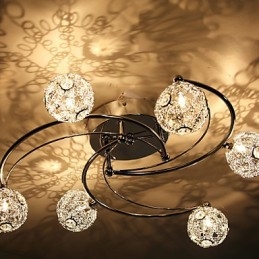 Plafoniera a filo moderna in cristallo galvanizzato 8 lampadine G4