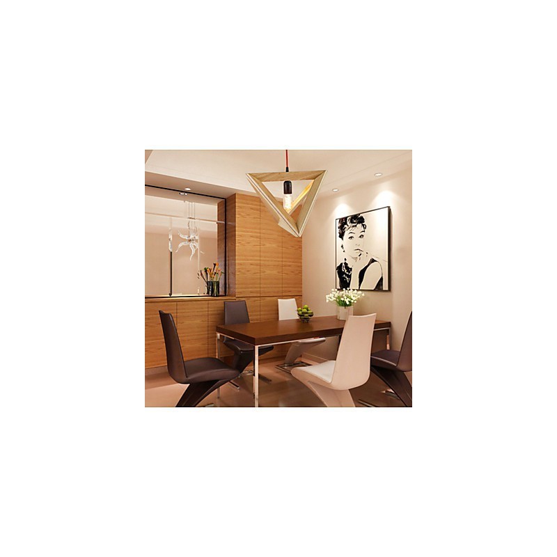 Lampada a sospensione moderna in legno/bambù gialla, 1 lampadina E26/E27, 30 cm