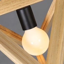 Lampada a sospensione moderna in legno/bambù gialla, 1 lampadina E26/E27, 30 cm