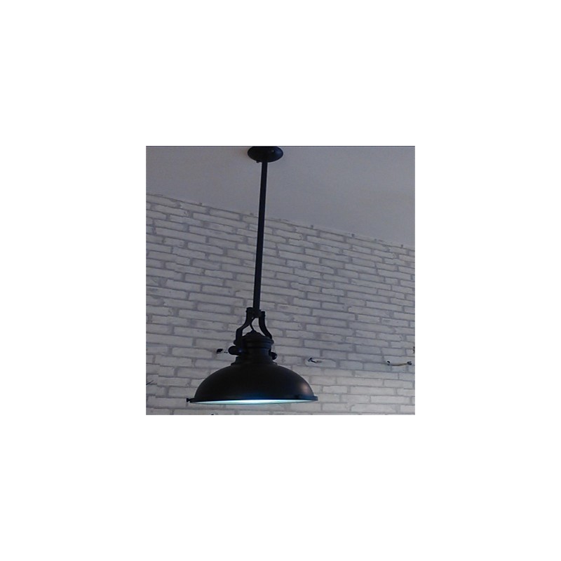 Lampadario a sospensione in ferro battuto nero industriale a singolo punto luce